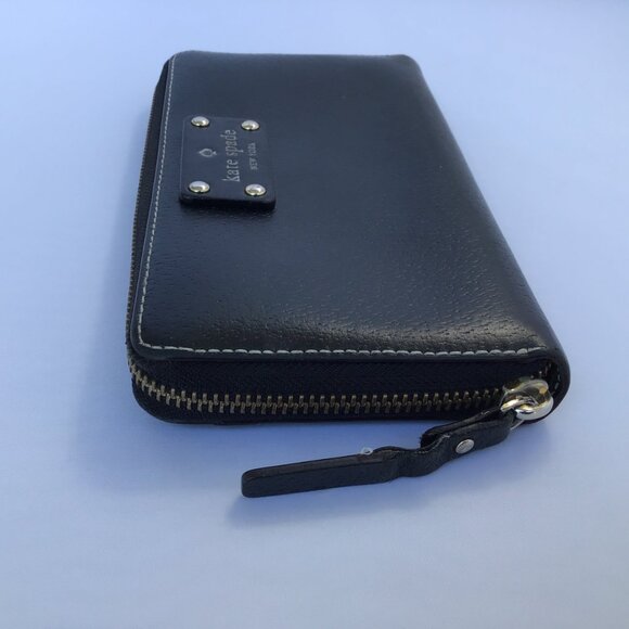 Kate Spade NY Wellesley Continental Zip Around Wallet Black Pebble Leather - Picture 2 of 7